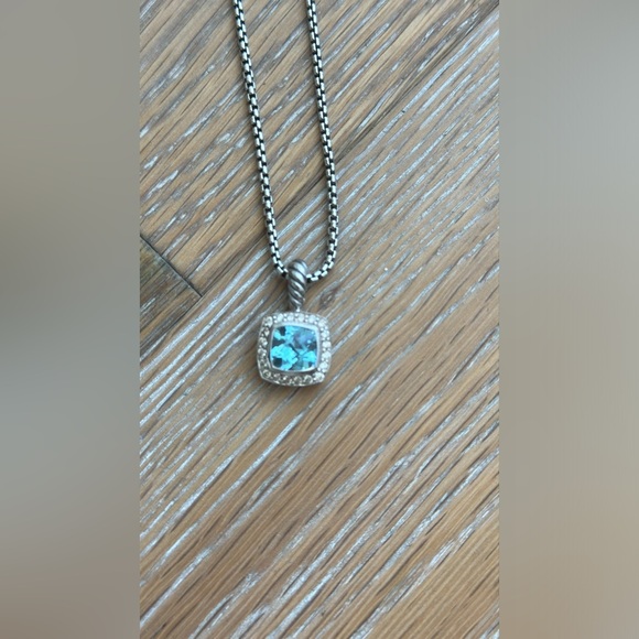 David Yurman Petite Albion® Pendant Necklace in Blue Topaz and Pave Diamonds - Picture 6 of 9